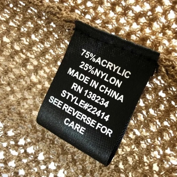 ✨ Casting LA Tan Scrunched Cinched Knitted Long Sleeve Crop Sweater Size M - Picture 5 of 6